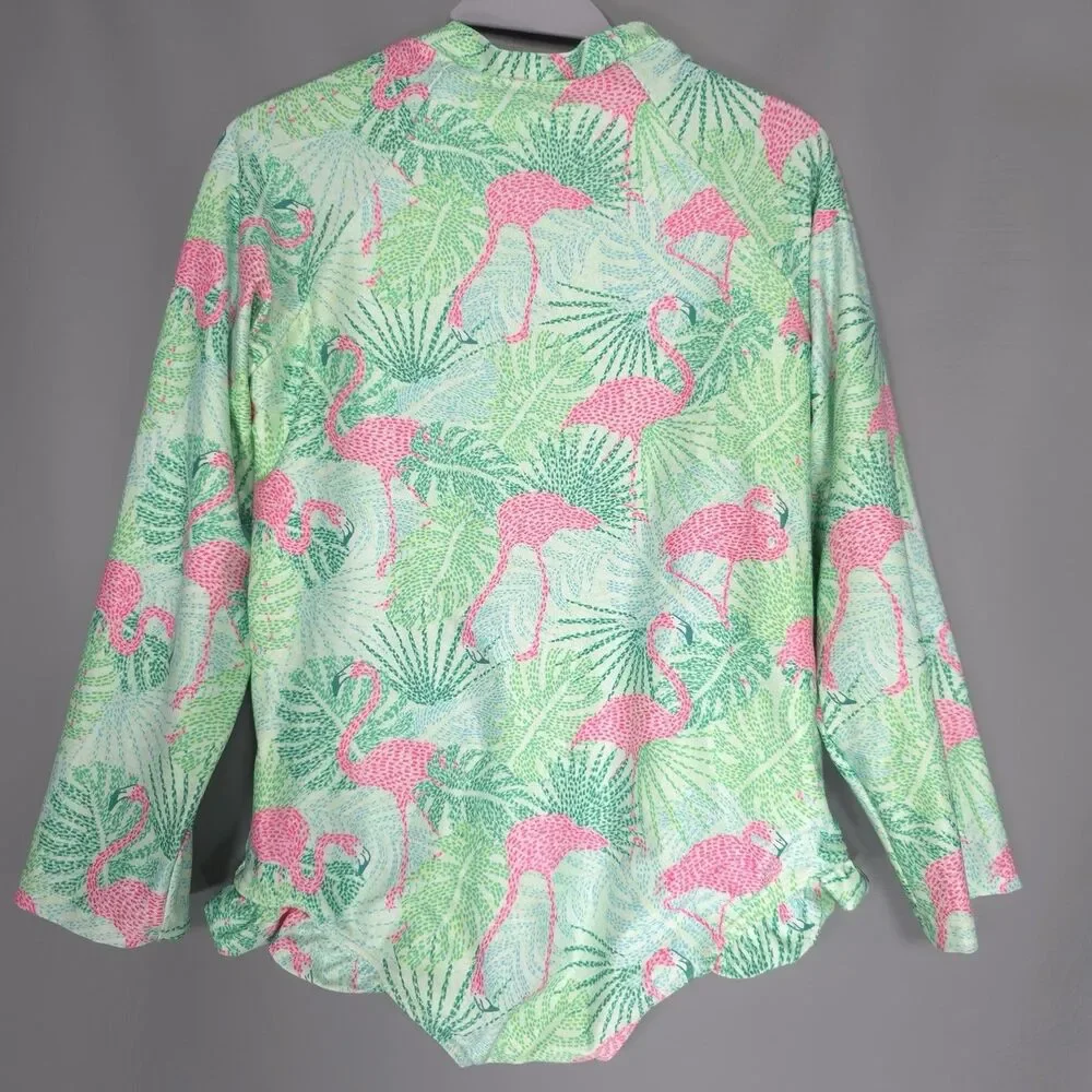 KENNY FLOWERS Kiddy Flowers Swimsuit Girls 10 Kids Long Sleeve UPF 50+ Flamingos